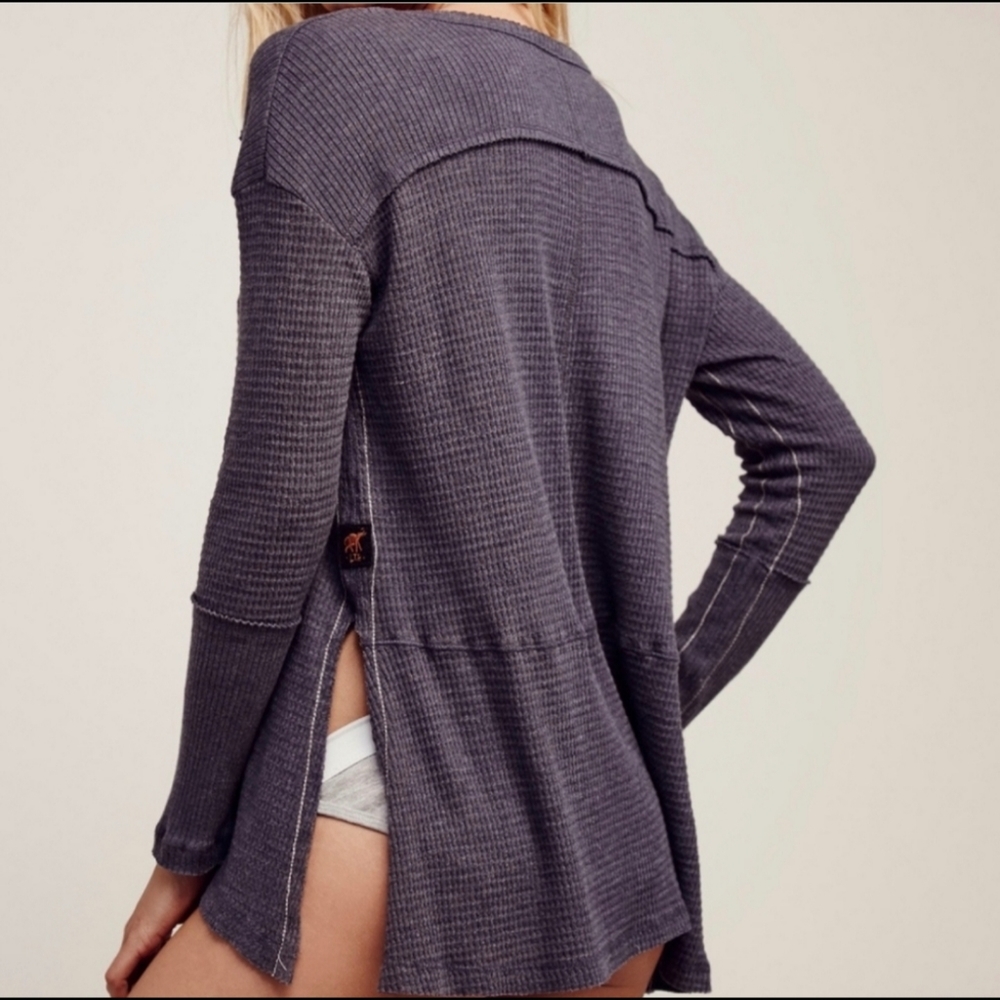 🌈 free People x Trunk LTD Journey drippy drapey Thermal long sleeve top tee - Picture 3 of 15